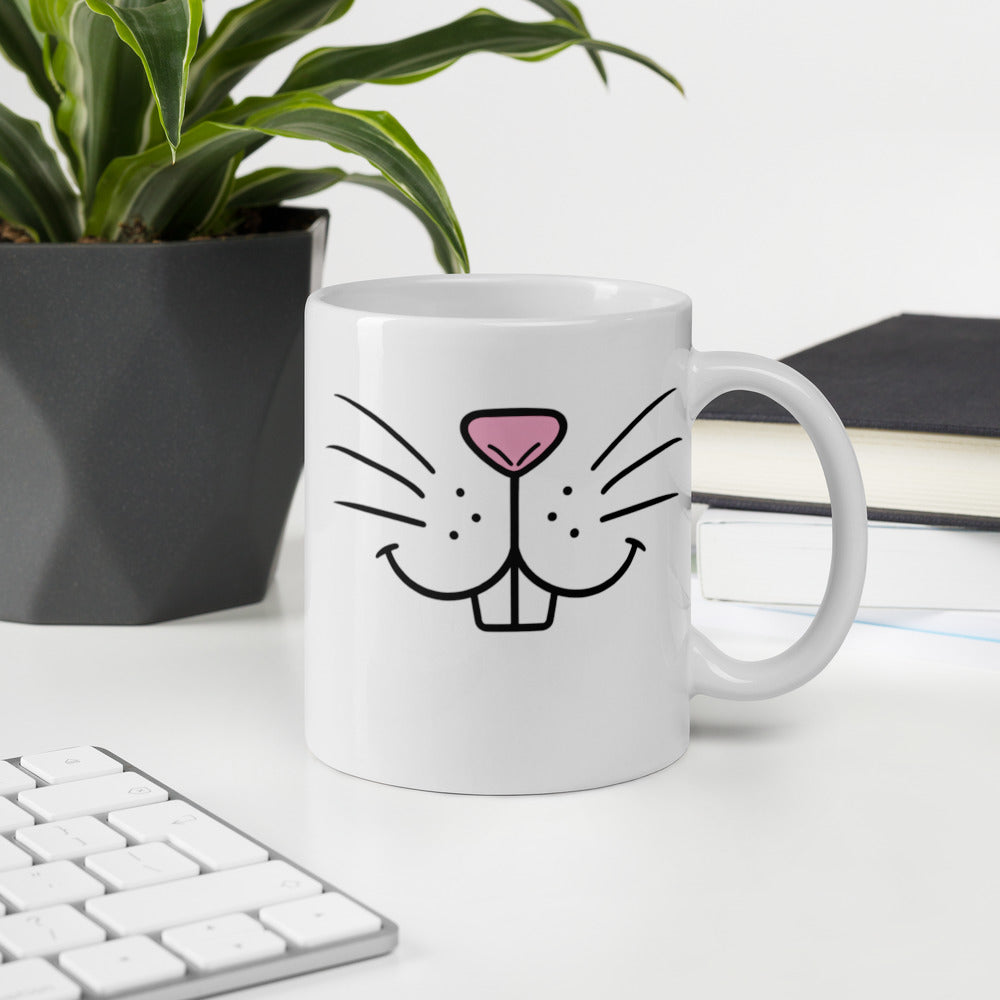 Funny Coffee Mug - Bunny Face Ceramic Mug - Cute Animal Mug - Novelty Gift - Rabbit Lover Gift