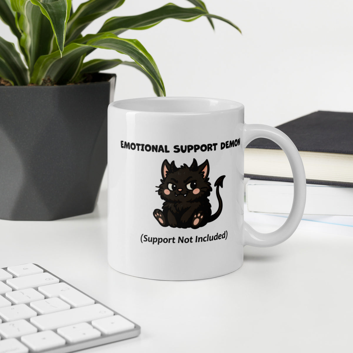Funny Black Cat Mug – Emotional Support Demon Coffee Mug – Dark Humor Cat Gift – Witchy Cat Lover Mug