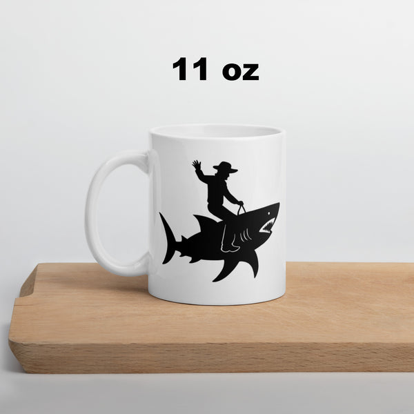 Cowboy Shark Mug - Funny Coffee Mug for Men Dad - Sarcastic Gift Birthday Fathers Day - 11oz 15oz 20oz Ceramic Cup