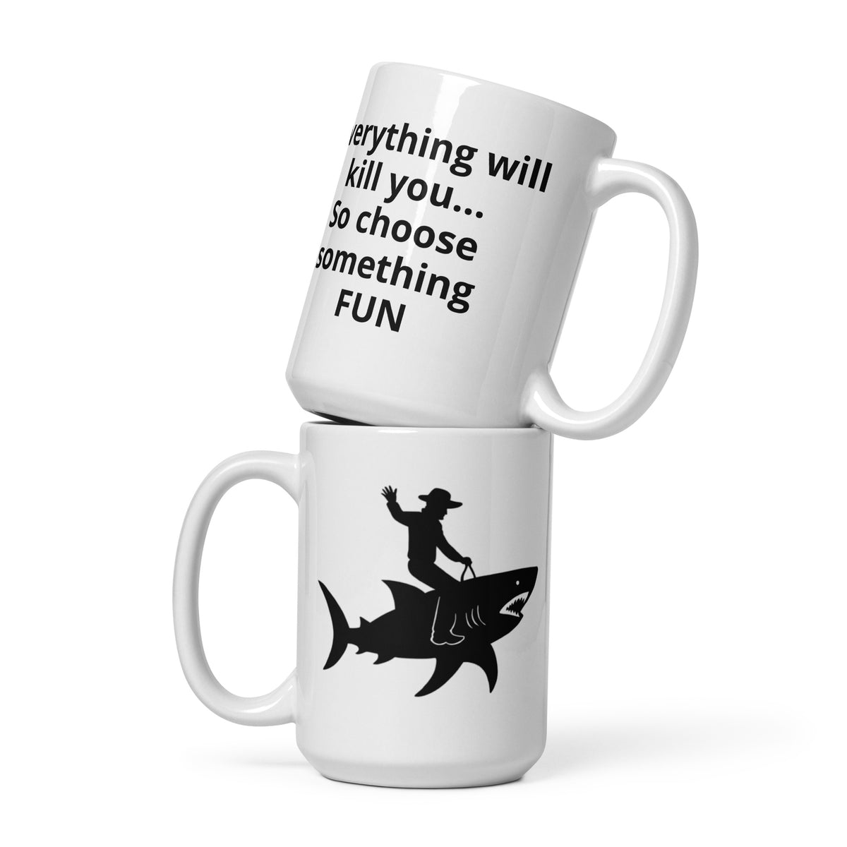 Cowboy Shark Mug - Funny Coffee Mug for Men Dad - Sarcastic Gift Birthday Fathers Day - 11oz 15oz 20oz Ceramic Cup