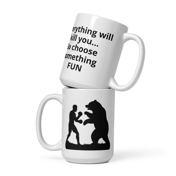 Boxing Bear Mug - Funny Motivational Quote Coffee Cup for Men Dad Fighter Outdoorsman - Adventure Gift
