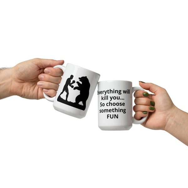 Boxing Bear Mug - Funny Motivational Quote Coffee Cup for Men Dad Fighter Outdoorsman - Adventure Gift