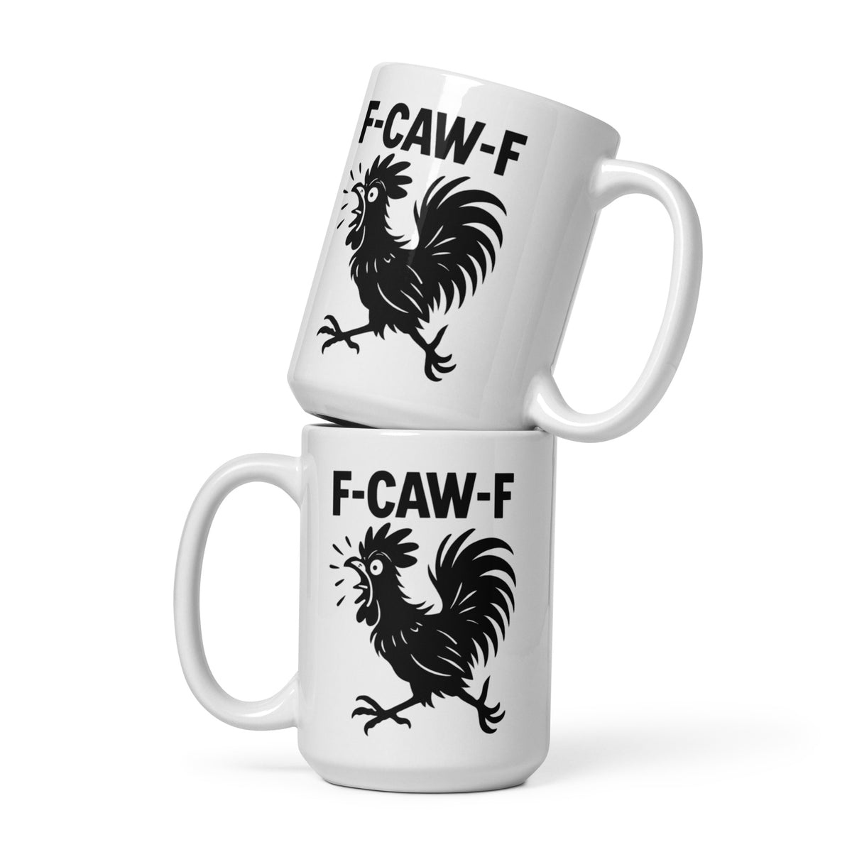 Rooster Coffee Mug Funny - F-CAW-F Sarcastic Gag Gift for Friends Coworkers - Grumpy Chicken Ceramic Cup