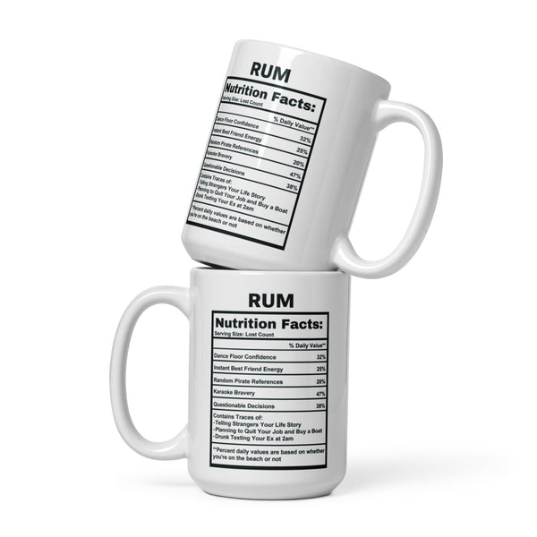 Rum Lover Gift Mug - Funny Nutrition Facts Coffee Mug for Dad - Sarcastic Rum Drinker Gift for Men Friends