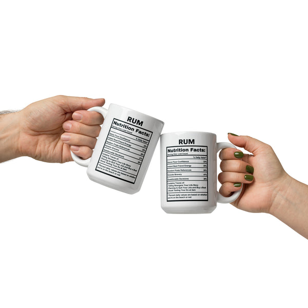Rum Lover Gift Mug - Funny Nutrition Facts Coffee Mug for Dad - Sarcastic Rum Drinker Gift for Men Friends