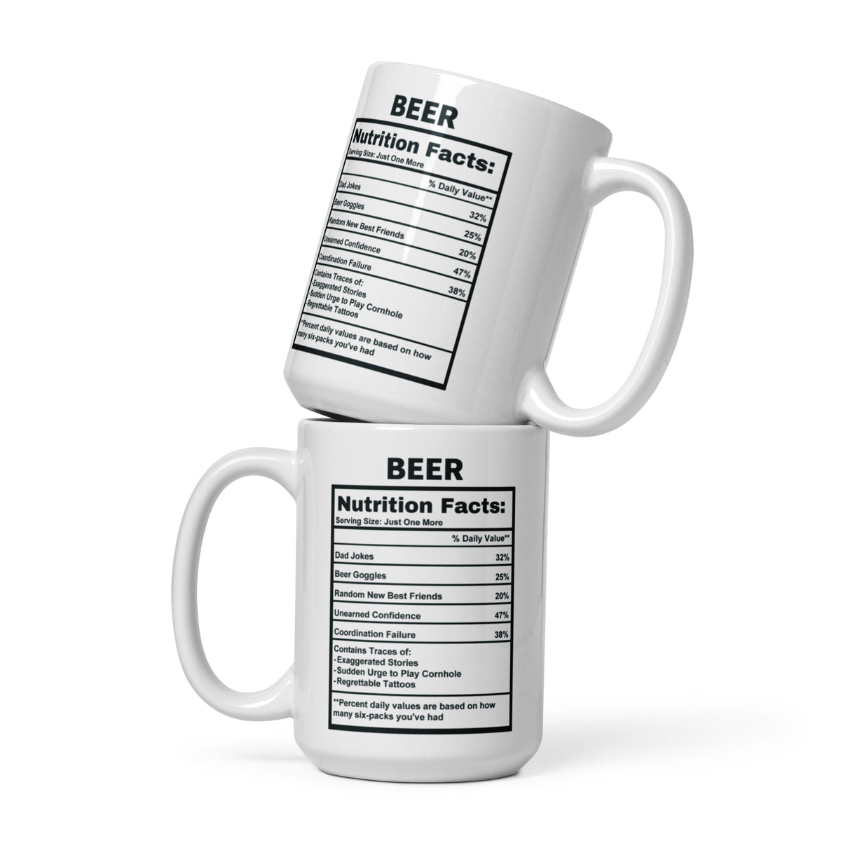 Beer Lover Gift Mug - Funny Nutrition Facts Coffee Mug for Dad Men - Sarcastic Beer Drinker Man Cave Gift