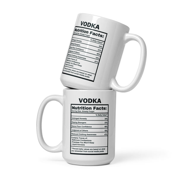 Vodka Lover Gift Mug - Funny Nutrition Facts Coffee Mug for Her Him - Sarcastic Vodka Drinker Party Gift