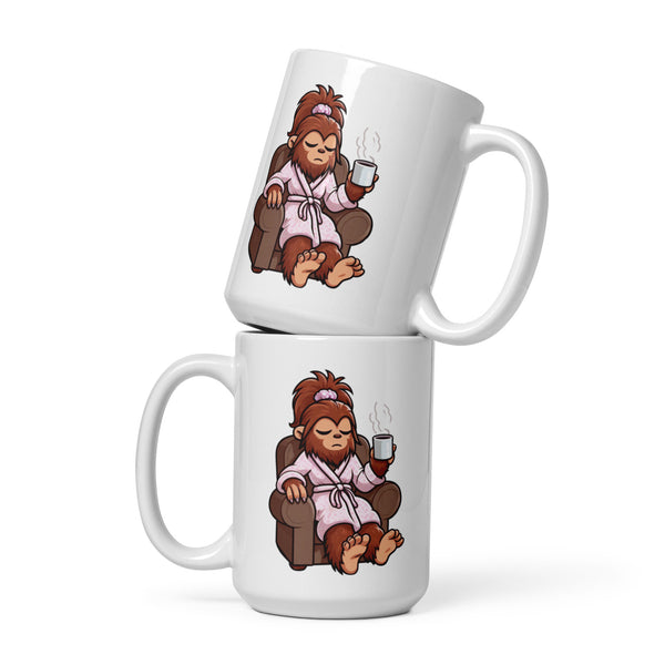 Grumpy Lady Bigfoot Mug - Sasquatch Coffee Cup - Funny Cryptid Gift for Coffee Lovers
