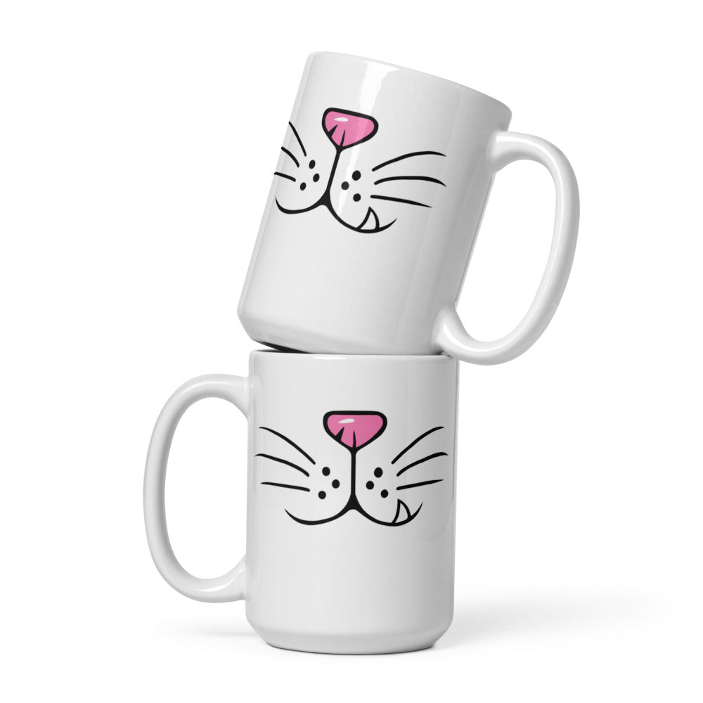 Cat Face Mug - Funny Cat Coffee Mug - Cat Lover Gift - Novelty Ceramic Mug - Cute Cat Mug