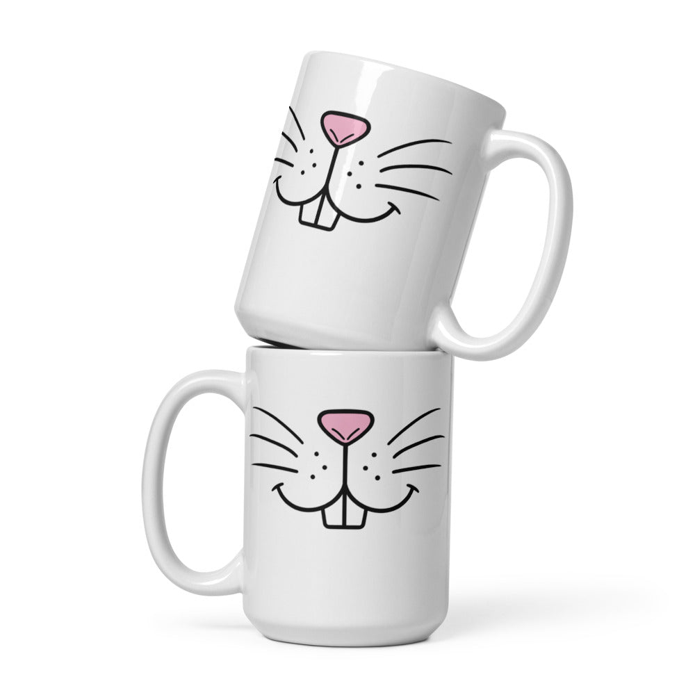 Funny Coffee Mug - Bunny Face Ceramic Mug - Cute Animal Mug - Novelty Gift - Rabbit Lover Gift