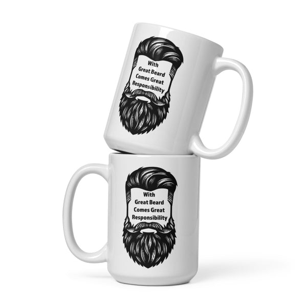 Funny Beard Mug For Men - With Great Beard Comes Great Responsibility - Coffee Mug Bearded Dad Gift - Beard Lover Novelty Mug