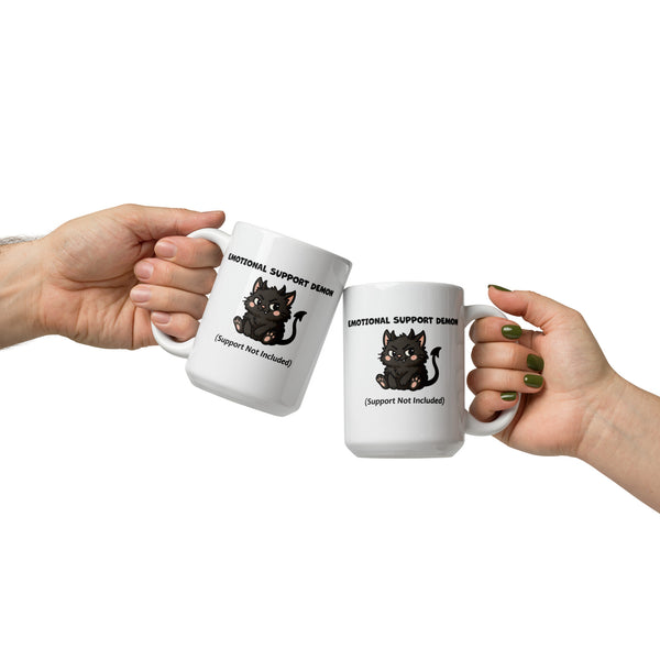Funny Black Cat Mug – Emotional Support Demon Coffee Mug – Dark Humor Cat Gift – Witchy Cat Lover Mug