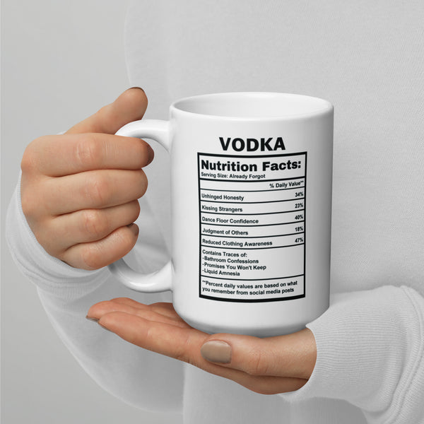 Vodka Lover Gift Mug - Funny Nutrition Facts Coffee Mug for Her Him - Sarcastic Vodka Drinker Party Gift