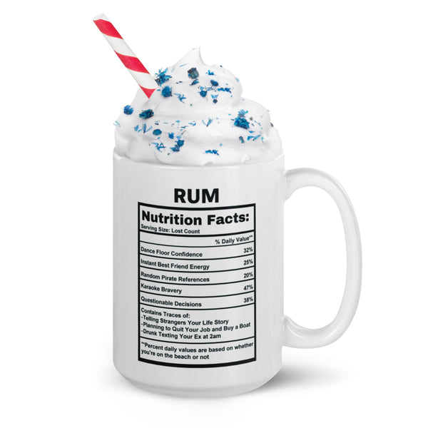 Rum Lover Gift Mug - Funny Nutrition Facts Coffee Mug for Dad - Sarcastic Rum Drinker Gift for Men Friends