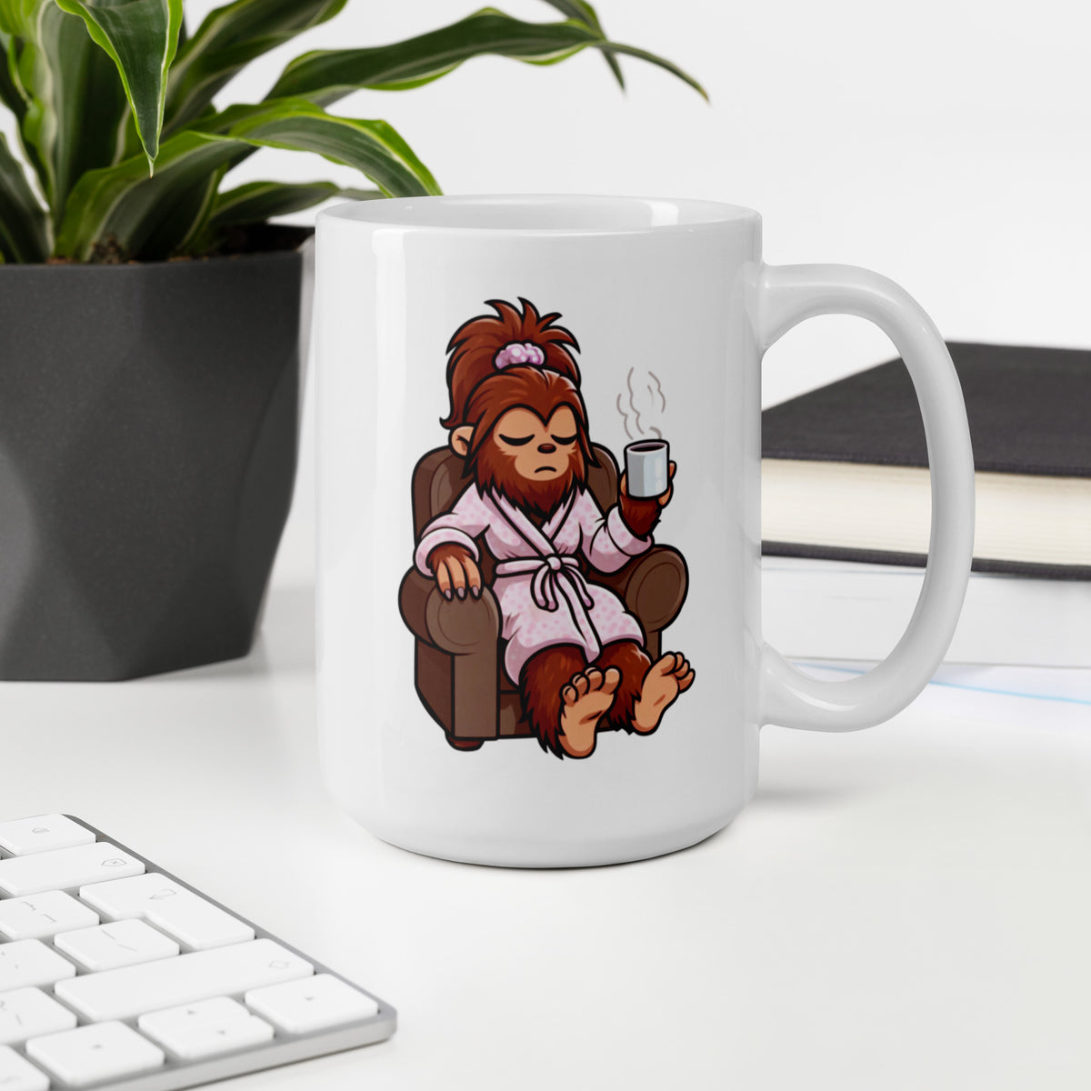 Grumpy Lady Bigfoot Mug - Sasquatch Coffee Cup - Funny Cryptid Gift for Coffee Lovers