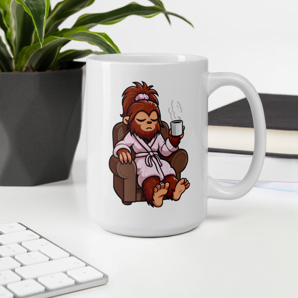 Grumpy Lady Bigfoot Mug - Sasquatch Coffee Cup - Funny Cryptid Gift for Coffee Lovers