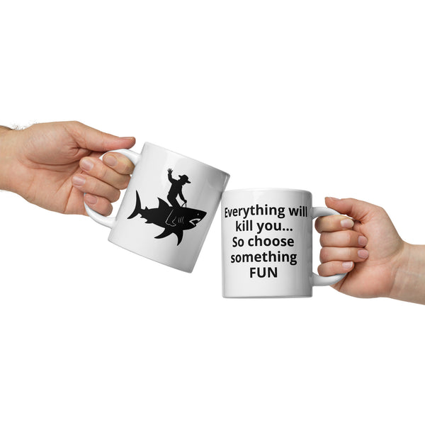 Cowboy Shark Mug - Funny Coffee Mug for Men Dad - Sarcastic Gift Birthday Fathers Day - 11oz 15oz 20oz Ceramic Cup