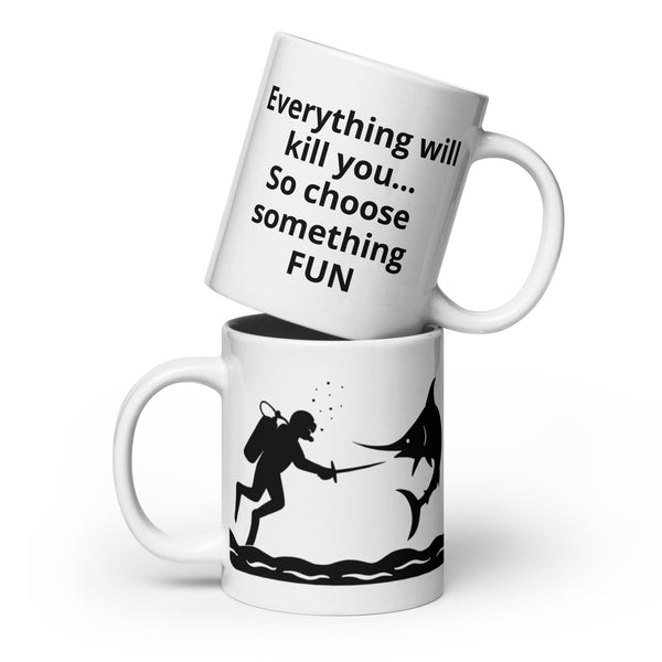 Scuba Diving Mug - Funny Diver Gift - Ocean Adventure Coffee Mug - Swordfish Fencing - Motivational Quote