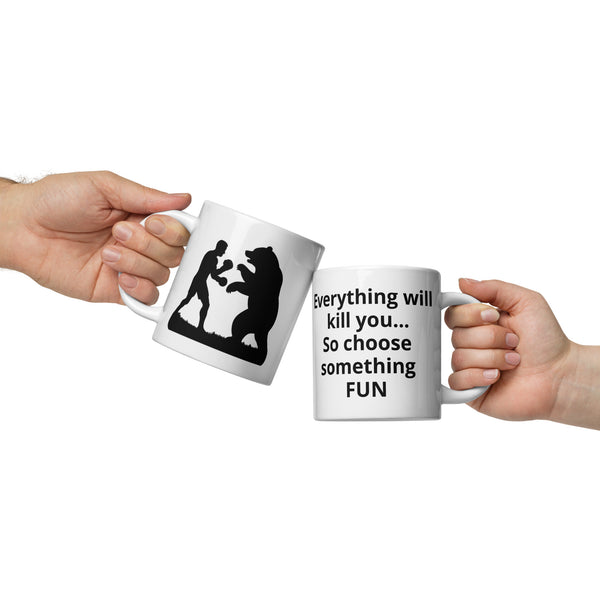 Boxing Bear Mug - Funny Motivational Quote Coffee Cup for Men Dad Fighter Outdoorsman - Adventure Gift