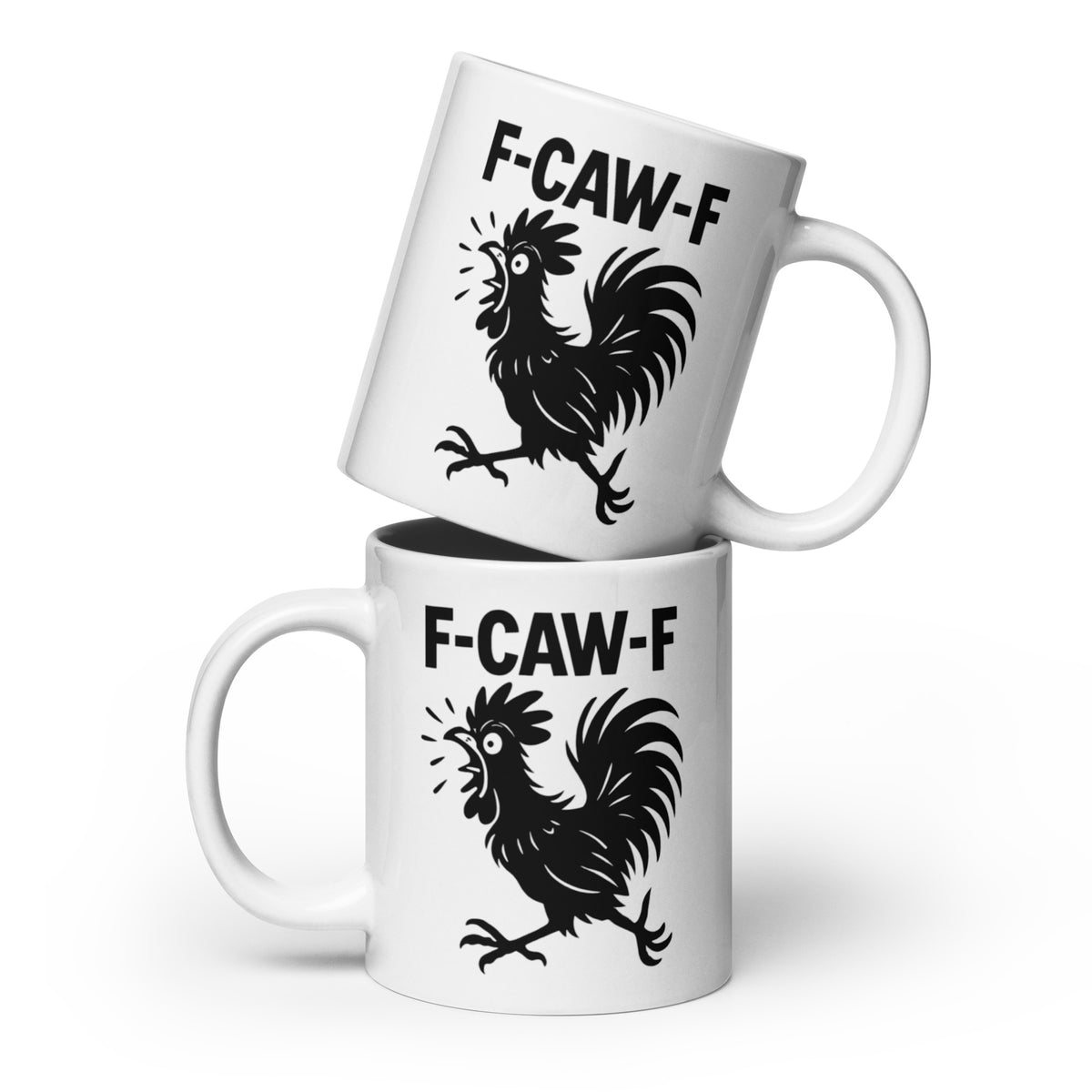Rooster Coffee Mug Funny - F-CAW-F Sarcastic Gag Gift for Friends Coworkers - Grumpy Chicken Ceramic Cup