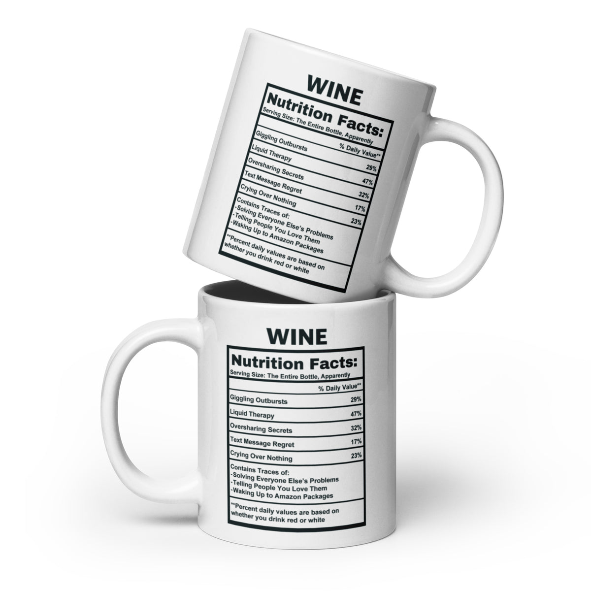 Wine Lover Gift Mug - Funny Nutrition Facts Coffee Mug for Mom - Sarcastic Wine Humor Gift