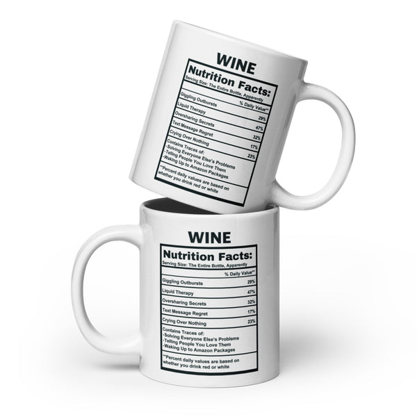 Wine Lover Gift Mug - Funny Nutrition Facts Coffee Mug for Mom - Sarcastic Wine Humor Gift
