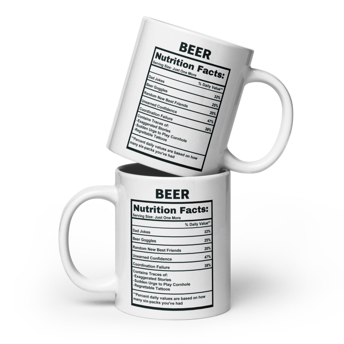 Beer Lover Gift Mug - Funny Nutrition Facts Coffee Mug for Dad Men - Sarcastic Beer Drinker Man Cave Gift