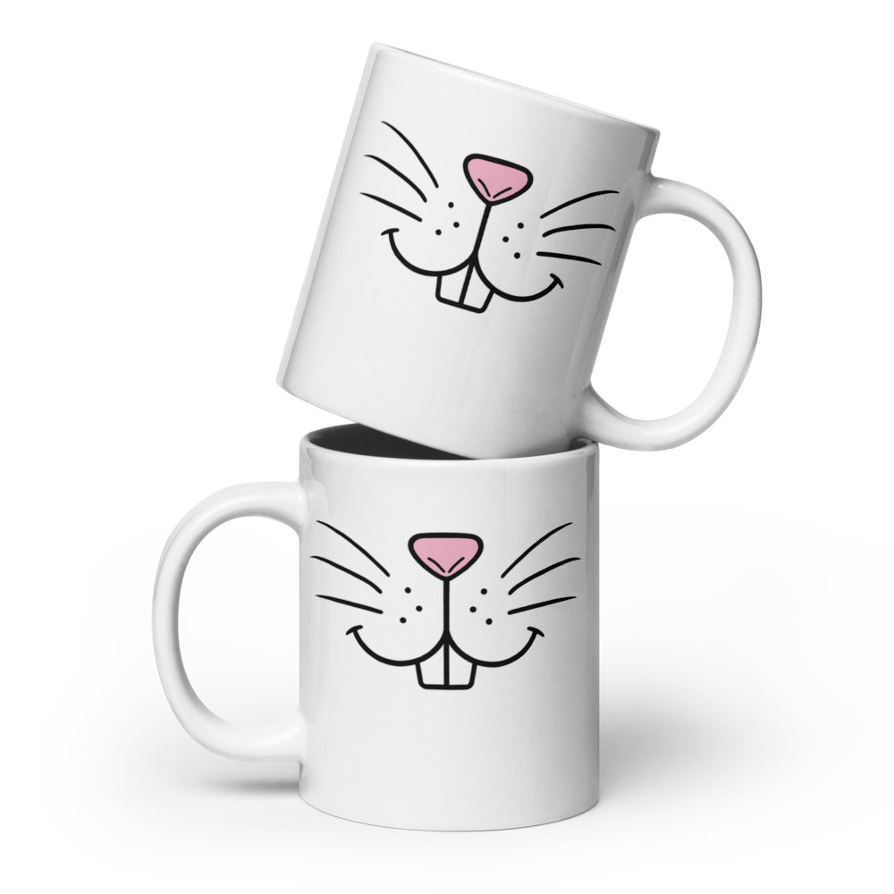 Funny Coffee Mug - Bunny Face Ceramic Mug - Cute Animal Mug - Novelty Gift - Rabbit Lover Gift