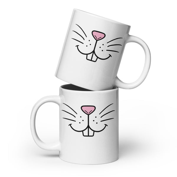 Funny Coffee Mug - Bunny Face Ceramic Mug - Cute Animal Mug - Novelty Gift - Rabbit Lover Gift