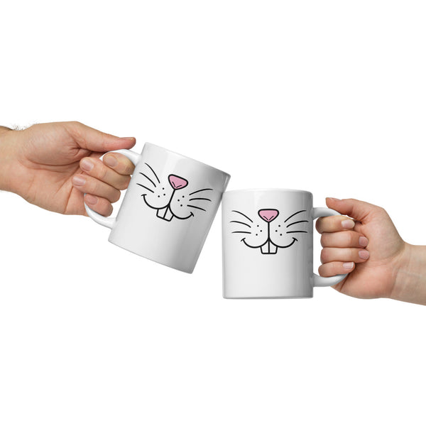 Funny Coffee Mug - Bunny Face Ceramic Mug - Cute Animal Mug - Novelty Gift - Rabbit Lover Gift