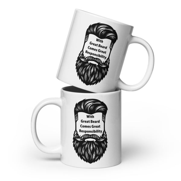 Funny Beard Mug For Men - With Great Beard Comes Great Responsibility - Coffee Mug Bearded Dad Gift - Beard Lover Novelty Mug