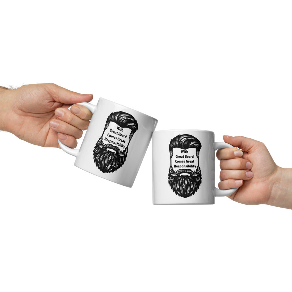 Funny Beard Mug For Men - With Great Beard Comes Great Responsibility - Coffee Mug Bearded Dad Gift - Beard Lover Novelty Mug