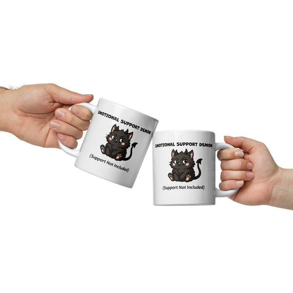 Funny Black Cat Mug – Emotional Support Demon Coffee Mug – Dark Humor Cat Gift – Witchy Cat Lover Mug