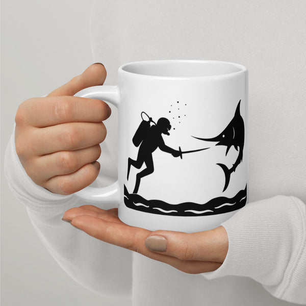 Scuba Diving Mug - Funny Diver Gift - Ocean Adventure Coffee Mug - Swordfish Fencing - Motivational Quote